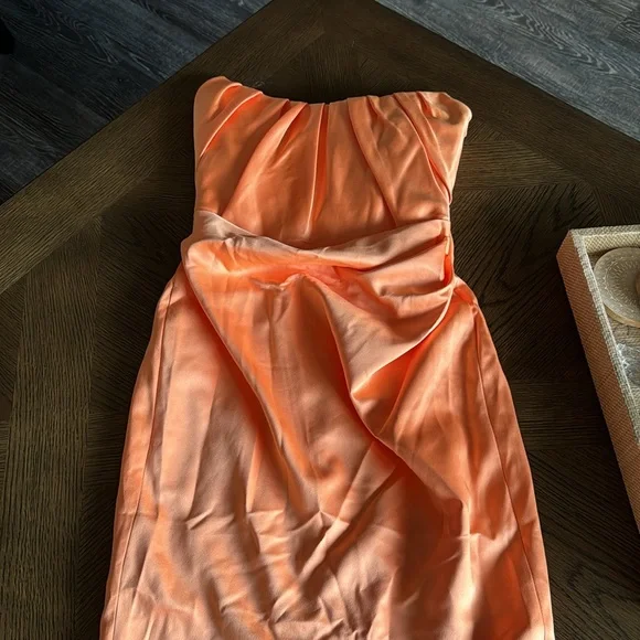HOUSE OF CB ALORA TANGERINE STRAPLESS CORSET MIDI DRESS, Size Small,$255 - Picture 14 of 15
